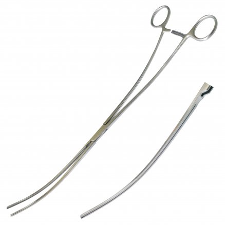 Затискач по DE BAKEY атравматичний, кровоспинний , для аневризми аорти, слабо зігнутий. Довжина 35,0 см